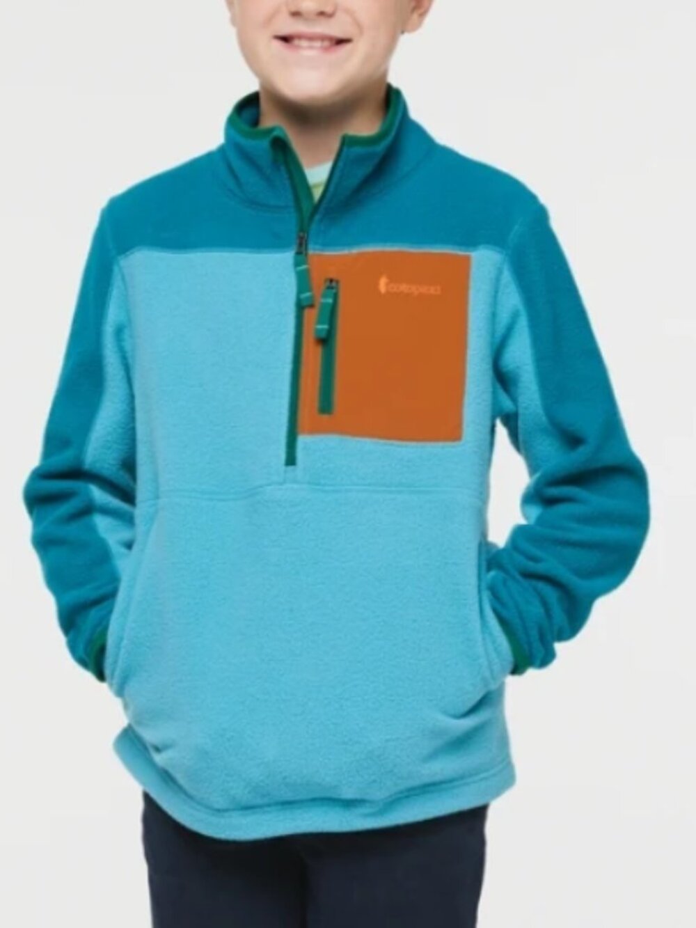 Cotopaxi Kids Abrazo Fleece Half-Zip Jacket Lake Blue Rusty Unisex Size XS